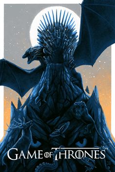 a game of thrones poster with a dragon on top