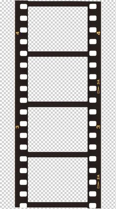 a black and white film strip on a transparent background