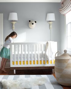 Prefer to keep your home's color palette understated? Buoyant neutrals like Bunny Gray 2124-50 can freshen up a nursery and also offer a versatile look that grows up with kids.  (WALLS) Bunny Gray 2124-50, Natura®, Eggshell (TRIM) Chantilly Lace OC-65, Natura®, Semi-Gloss Kids Room Wall Color, Room Wall Colors