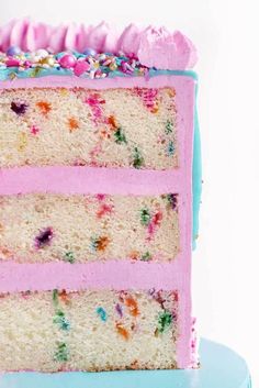 a slice of birthday cake with sprinkles on it