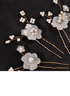 JJ's House Sets Hair Pins Flower Bridal  4.02\"(Approx.10.2cm) Wedding (Set of 3) Hair Accessories 1.18\" (approx.3cm) Alloy Hairpins Pearl Headpieces. #JJ's House #Sets #HairPins #Flower #Bridal #Wedding #HairAccessories #Alloy #Hairpins #Pearl #Headpieces Wedding Headpieces, Hair Accessories Wedding, Pearl Headpiece, Pearl Hair Pins, Flower Hair Comb, Accessories Wedding, Flower Hair Pin, Bridal Hair Pins, Flower Hair Accessories