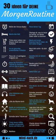 30 Ideen für deine Morgenroutine - Der perfekte Start in den Tag - Mind Hack Infografik Good Study Habits, Routine Printable, Daily Routine Planner, After School Routine, Routine Chart, Miracle Morning, Healthy Morning Routine, Like A Mom, Grill Set