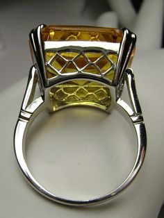 Yellow Citrine Ring, Large square gem in crisscross basket-weave filigree, art deco styled ring, Art Deco Jewelry, Silver Embrace Jewelry Formal Yellow Topaz Ring With Accent Stones, Yellow Topaz Ring With Center Stone For Formal Occasions, Formal Yellow Topaz Ring With Center Stone, Classic Yellow Topaz Ring For Formal Occasions, Elegant Yellow Topaz Promise Ring, Polished Yellow Topaz Ring, Yellow Gemstone Ring For Formal Occasions, Elegant Citrine Rings For Formal Occasions, Formal Yellow Gemstone Ring