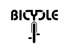 the word bicycle is written in black on a white background