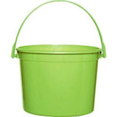 a green bucket on a white background