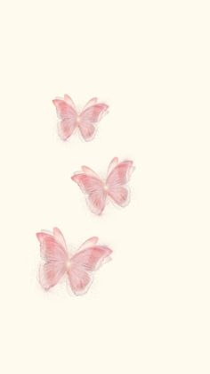 three pink butterflies on a white background