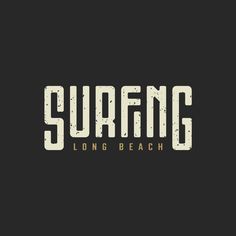 the surfing long beach logo is shown on a black background, with white letters that spell out