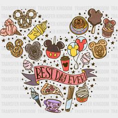 Mickey Head Snack Best Day Ever Disney Dtf Transfer Mickey Snacks, Disney Stencils, Disneyland Family Shirts, Disney Eras, Disney Snacks, Header Design, Disneyland Shirts, Heat Transfer Design, Disney Designs