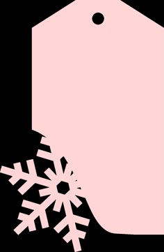 a pink tag with snowflakes on it