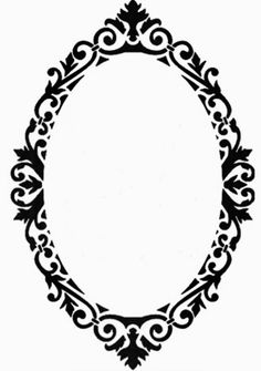 a black and white drawing of an oval frame