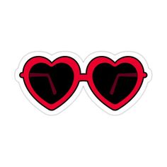 two heart shaped sunglasses with the word love written on them in black and red ink