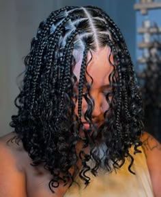 Knotless Boho Box Braid Bob, Hair Styles Goddess Braids, Cute Short Braids Hairstyles, Knotless Goddess Box Braids Bob, Knotless Bob Goddess Braids, Goddess Bob Knotless Braids, Goddess Braids Short Natural Hair, Black Braids Hairstyles For Women, Braid Hairstyles For Black Women Short