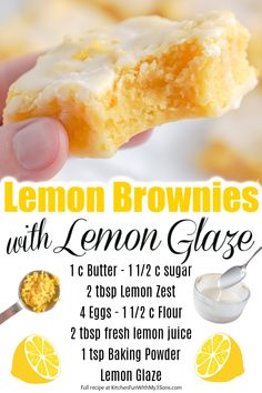 lemon brownies with lemon glaze are the perfect dessert for breakfast or brunch