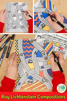 the instructions for how to draw an intricate coloring page with crayons and markers