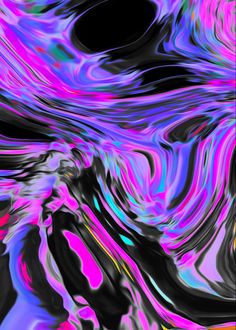 an abstract painting with black and purple colors