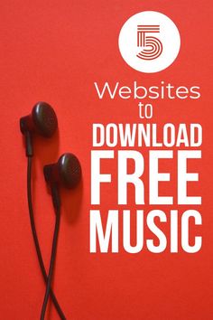 headphones with the words website to download free music on them against a red background