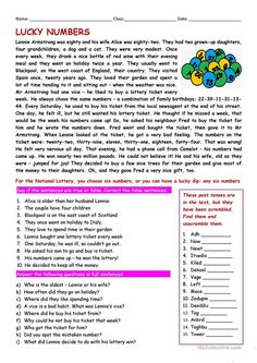 the worksheet for lucky numbers is shown in pink and blue, with an image of