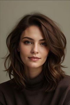 The Long Bob Haircut, Shoulder Length Bobs With Layers, Womens Long Bob Hairstyles, Long Hair To Shoulder Length, 40s Bob Haircut, Short Hairstyles Brunette, Shoulder Length Bob Layers, Long Bob Brunette Hair, Long Bob Haircut With Layers Brunette