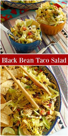 black bean taco salad with tortilla chips