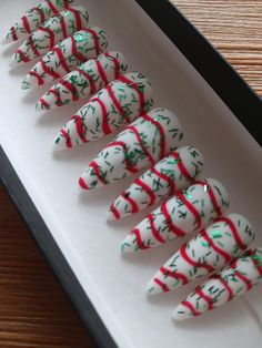 Little Debbie Christmas Tree Cake Nails, Christmas Cake Nails, Christmas Nails Crazy, Extravagant Christmas Nails, Christmas Tree Cake Nails, Funny Christmas Nails, Creepmas Nails, Cartoon Christmas Nails, Country Christmas Nails