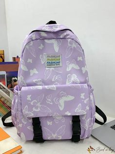 Bird in Bag - Multifunctional Butterfly Patterned Bag with Multiple Pockets Preppy Girl Style, Backpack Purple, Animal Backpacks, Cartoon Butterfly, School Bookbags, Pattern Backpack, Cartoon Bag, Womens Bag, Animal Bag