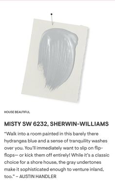 an advertisement with the words misty sw 522 shewin - williams