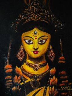 a painting of a woman in yellow and black