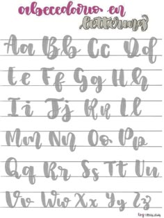 cursive writing practice sheet with the letters and numbers for each letter in spanish