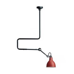 a black and red lamp on a white background