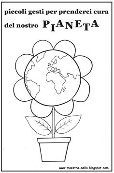 a flower with the earth in it's center and text that reads planeta