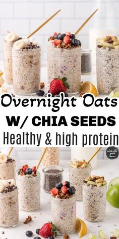 Overnight Oats With Chia Seeds, Oats With Chia Seeds, Overnight Oats With Chia, Oats With Yogurt, Overnight Oats With Yogurt, Easy High Protein Meals, Smoothies Vegan, Protein Overnight Oats