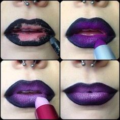 Purple Lips Halloween Lip Makeup, Carnaval Make-up, Halloweenský Makeup, Witch Makeup, Eye Makeup Pictures