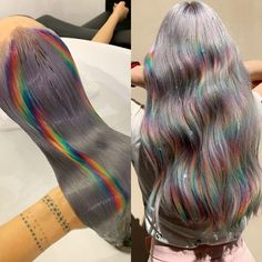 Holo Hair Color, Hair Dye Patterns, Prism Hair Color, Bubble Hair Dye, Iridescent Hair, Neon Hair Color, Holographic Hair, Change Your Style, Vivid Hair Color