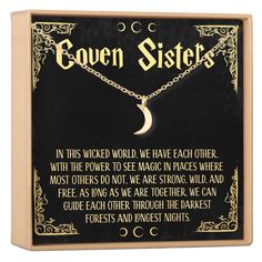 GET 50% OFF NOW! No code needed. Cast a spell with this charming message giftset and remind your Best Witch that this sisterhood is like no other.JEWELRY DETAILS MATERIAL: Gold Plated PENDANT SIZE: 3 x 8 mm CHAIN LENGTH: 18” chain + 2” chain extender CLASP STYLE: Lobster Claw Clasp Necklace CRAFTED WITH LOVE I N C L U D E S Gold foil stamped jewelry box Blank card to write a personal note (unless shipped directly to recipient) Velvet jewelry pouch Best Witches Quote: In this wicked world, we hav Dear Ava, Witch Quotes, Witch Necklace, We Are Strong, Jewelry Details, Velvet Jewelry, Clasp Necklace, We Are Together, No Code