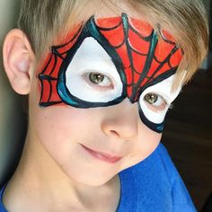 Easy Spiderman Face Paint, Spiderman Face Paint, Spider Man Face Paint, Spiderman Makeup, Spider Face Painting, Superhero Face Painting, Spider Face, Spiderman Face