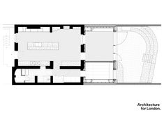 the floor plan for an apartment in london, showing the living room and bedroom areas