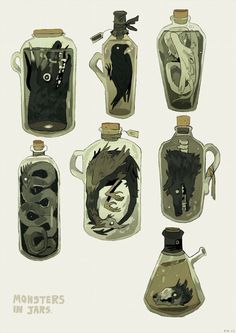 an image of some bottles with monsters in them