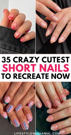 Searching for short nails? Here is all the cute inspo you will need! These cute short summer nails are super chic and vibrant, you'll want them all! | short nails ideas, short nails birthday, short nails design, short nails summer Easy Spring Nails Short, Short Nails For Spring 2024, Cute Spring Short Nails, Fun Spring Nails Design Short, Vibrant Nails Short, Fun Short Acrylic Nails, Spring Nail Designs For Short Nails, Trendy Short Nail Designs 2024