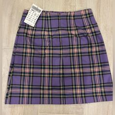 New With Tags, Flattering And Comfortable Trendy Purple Cotton Skirt, Purple Pleated Mini Skirt For School, Purple Fitted Mini Skirt For School, Trendy Fitted Purple Skort, Purple Fitted Casual Skirt, Fitted Purple Trendy Skort, Fitted Purple Casual Skirt, Casual Fitted Purple Mini Skirt, Purple Casual Skort For School