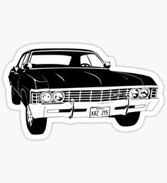 a black and white drawing of a car with the license plate on it's hood