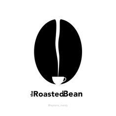 the roasted bean logo is shown in black and white, with a coffee cup on top