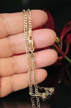 14K Real Solid Yellow Gold Figaro Chain Necklace with Lobster Clasp, Figaro Link Chain, Layering Necklace, 19 inches  Unisex . High Gloss Polish  Solid chain / not hollow ✅ CHAIN SPECIFICATIONS:  ➤ Width: 3 mm  ➤ Clasp Type: Lobster Claw ➤Length : 19 inches This is Solid gold - not gold filled or plated  #09C100CH Affordable Gold Plated Jewelry With Figaro Chain, Luxury Classic Figaro Chain Jewelry, Luxury Fine Jewelry Figaro Chain Necklace, Luxury Figaro Chain Jewelry With Rectangular Links, Luxury Gold Plated Figaro Chain Jewelry, Stamped 14k Link Chain Necklace Gift, 14k Link Chain Necklace As Gift, Gold Figaro Chain, Chain Layering