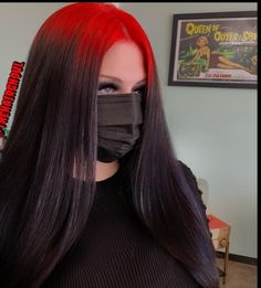 Red Roots Black Hair, Red Roots Hair, Black Roots Red Hair, Red Roots, Red Hair Looks, Black Red Hair, Pulp Riot Hair Color, Red Ombre Hair, Hair Color Underneath