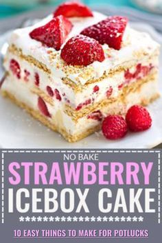 no bake strawberry icebox cake on a plate