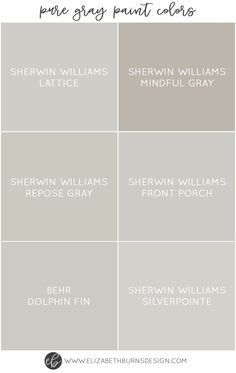 four different shades of gray paint with the words sheryln williams, sherwin williams