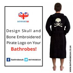 Design Skull and Bone Embroidered Pirate Logo on Your Bathrobes Pirate Logo, A Skull, Skull And Bones, The Back, Bones, ? Logo, Design