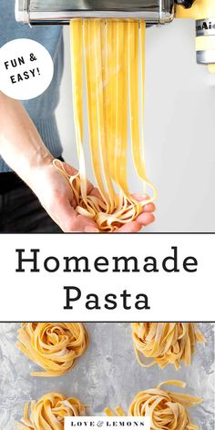 someone is making homemade pasta with the help of a manual for them to make it