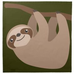 a painting of a sloth hanging on a tree branch with its eyes open and tongue out