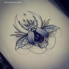 a drawing of a bee with stars on it's back