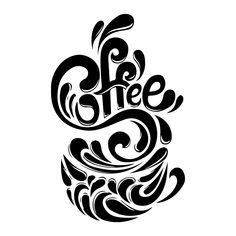 a black and white drawing of the word free on a white background with swirls